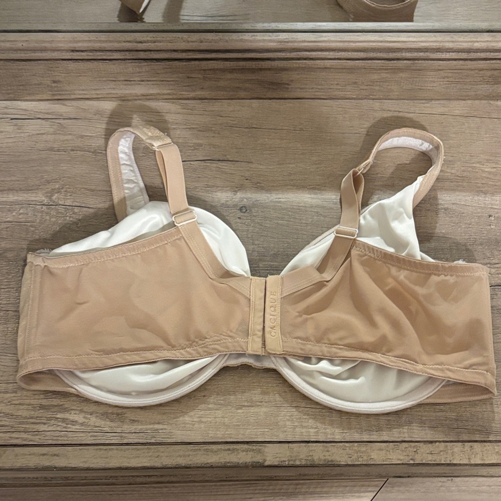 Lace Unlined Full Coverage Bra-Tan-42DDD - Picture 2 of 4